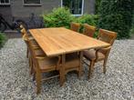 Eetkamer tafel inclusief 6 stoelen, Ophalen, 100 tot 150 cm, Eikenhout, Zo goed als nieuw