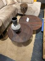 Ronde Salontafel Ron Mangohout 80 cm – Bruin Showmodel -40%, 50 tot 100 cm, Rond, Nieuw, Minder dan 50 cm