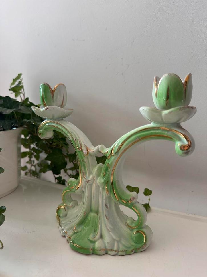 Rococo stijl dubbele kandelaar, Antiek en Kunst, Antiek | Kandelaars, Koper of Brons, Ophalen of Verzenden