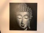 Canvas doek met Boeddha - 100x100 cm. Kleur zwart/antraciet, Ophalen of Verzenden, 100 tot 125 cm, 75 cm of meer, Print
