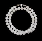 Halsketting Jade wit  Kralen 8 mm  925 sterling zilver, Ophalen of Verzenden, Mineraal