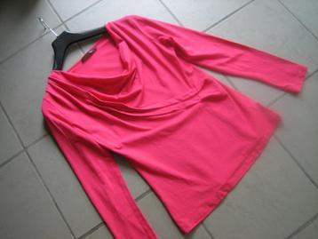 Elegant roze waterval halslijn shirt LA LIGNA M snazzeys