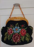 prachtig hand geborduurd oud handtasje met rozen, Antiek en Kunst, Ophalen of Verzenden