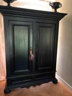 Antieke eiken koofkast, kast met koof zwart ladekast, Antiek en Kunst, Antiek | Meubels | Kasten, Ophalen of Verzenden