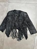 RELISH 100% ECHT LEER ZWART JASJE BLAZER MET LEREN FRANJES M, Jasje, Maat 38/40 (M), Ophalen of Verzenden, Zo goed als nieuw