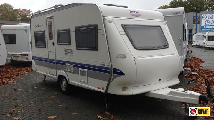 Hobby De luxe Easy 450 UF, Caravans en Kamperen, Caravans, tot en met 4, Rondzit, Hobby, Dwarsbed, Overige typen, Fietsenrek, Gascomfoor