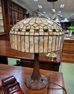 Antieke ronde Tiffany tafellamp bureaulamp, Verzenden, Zo goed als nieuw, Glas, Minder dan 50 cm