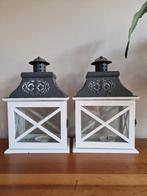 Set van 2 decoratieve lantaarns, Ophalen, Gebruikt, Grijs, Hout