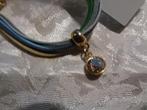 echt blauw leer met swarovski steen nr arm 987, Nieuw, Blauw, Leer, Ophalen of Verzenden