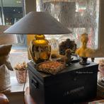 Engelse SET vintage messing gehamerde vaas lampen met kap, Antiek en Kunst, Ophalen