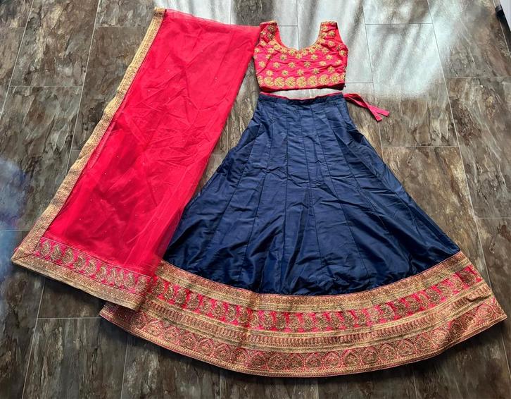Indiase lehenga. Maat S., Kleding | Dames, Gelegenheidskleding, Zo goed als nieuw, Overige typen, Maat 36 (S), Blauw, Verzenden