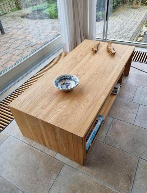 Leolux salontafel massief hout, Huis en Inrichting, Tafels | Salontafels, Zo goed als nieuw, 50 tot 100 cm, Rechthoekig, Ophalen of Verzenden