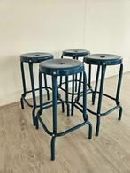 4 blauwe IKEA RÅSKOG barkrukken, Ophalen, Gebruikt, 60 tot 90 cm, Metaal