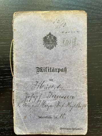 Duitse militärpass Wo1 met Führungzeugnis beschikbaar voor biedingen