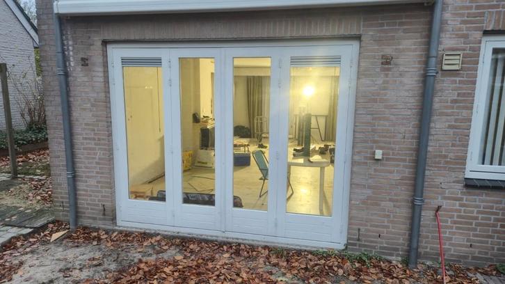 harmonica kozijn - openslaande tuindeuren, Doe-het-zelf en Verbouw, Kozijnen en Schuifpuien, Gebruikt, Raamkozijn, Hout, 225 cm of meer