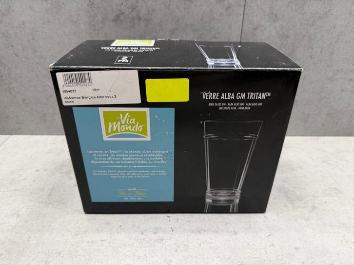 Via Mondo Bierglas Alba set van 2 - NIEUW - C1299, Caravans en Kamperen, Kampeeraccessoires, Nieuw, Ophalen of Verzenden