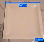 Set van 6 witte vierkante borden, Gebruikt, Keramiek, Ophalen of Verzenden, Bord(en)