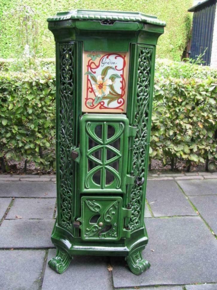 Mooie Godin Belle Epoque houtkachel/kolen verwarmd 150m3, Huis en Inrichting, Kachels, Gebruikt, Vrijstaand, Allesbrander, Hout