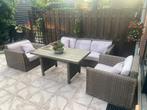 Loungeset 3 Zitsbank/2 Lounge Tuinstoelen/Tafel/Dikke kussen, Ophalen, 5 zitplaatsen, Bank, Zo goed als nieuw