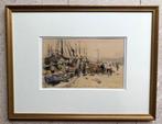 Bedrijvigheid haven Scheveningen - Evert Moll 1878-1955, Ophalen of Verzenden