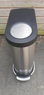 EKO Viva Prullenbak 20+16 liter mat RVS, Ophalen, Gebruikt, Met pedaal, 50 tot 75 cm