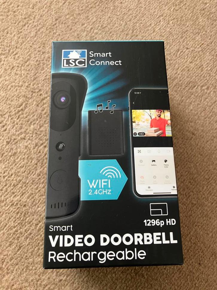 LSC Smart Connect Video Deurbel oplaadbaar met gong NIEUW, Huis en Inrichting, Deurbellen, Nieuw, Ingebouwde camera, Compatibel met smartphone