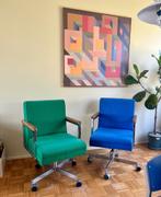 Design blauwe en groene fauteuil, Ophalen, Gebruikt, Metaal, Minder dan 75 cm