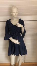 Mooi blauw katoenen jurkje met trompetmouwen mt S, Kleding | Dames, Jurken, Blauw, Ophalen of Verzenden, Zo goed als nieuw, Maat 36 (S)