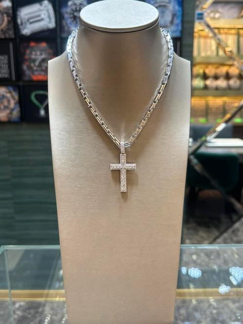 18KT Goud - Hanger met natuurlijke diamanten (3.5ct)-Kruis, Sieraden, Tassen en Uiterlijk, Kettinghangers, Nieuw, Goud, Ophalen