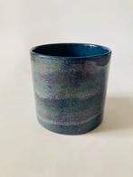 Vintage blauw paarse bloempot, Rond, Ophalen of Verzenden, Zo goed als nieuw, Aardewerk