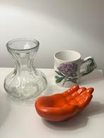 Knoflook vaas Andries Copier, Asbak & Mok Set, Huis en Inrichting, Woonaccessoires | Vazen, Gebruikt, Aardewerk of Porselein, Oranje