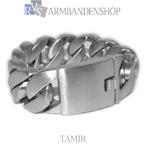 rvs stoere heren armband "Tamir" geborsteld staal Mat RVS., Verzenden, Nieuw, Zilver, Staal