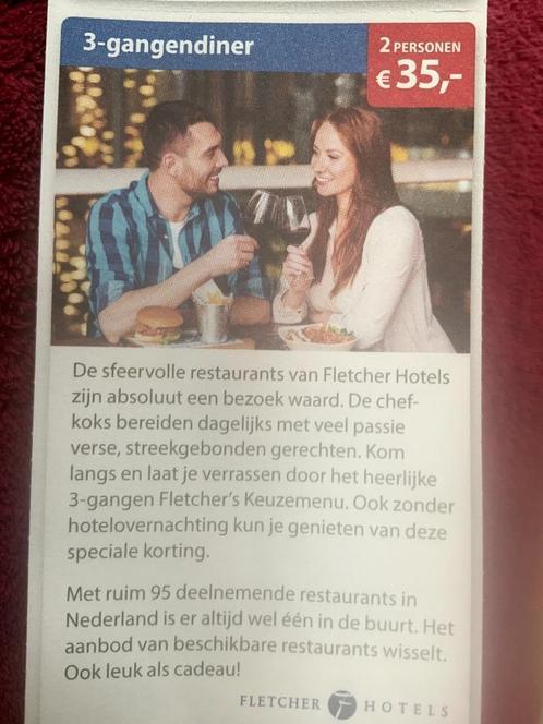 Fletcher Hotels 3-gangendiner Voordeelbon, Tickets en Kaartjes, Hotelbonnen, Twee personen