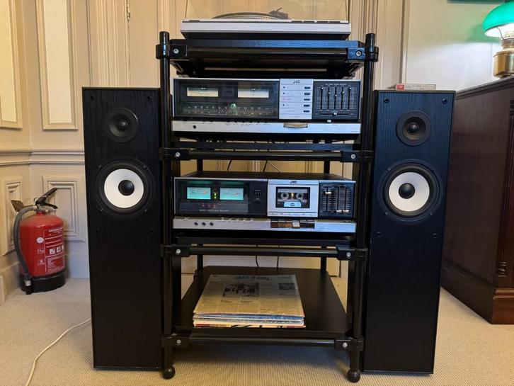 Prachtige JVC 201 Vintage Stereo Set Toren meubel jaren 70', Audio, Tv en Foto, Stereo-sets, Gebruikt, Cassettedeck, Tuner of Radio