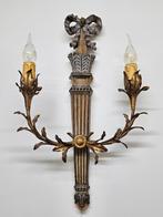 Antieke wandlamp applique met strik * hout verguld metaal, Ophalen of Verzenden, Gebruikt, Metaal