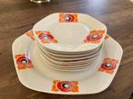 Vintage/Retro jaren 70 gebaksbordjes met gebakschaal, Ophalen of Verzenden