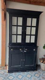 Landelijke buffetkast / vitrinekast met Facetglas, Huis en Inrichting, Kasten | Buffetkasten, Ophalen, Gebruikt, 200 cm of meer