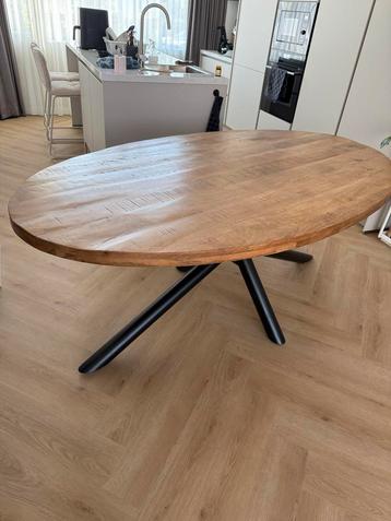 Ovale Eettafel Mangohout/Metaal - Industrieel beschikbaar voor biedingen