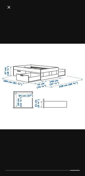 IKEA bedframe met 4 opberglades - afbeelding 3