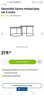 2 delige salonafel set. Glas / metaal ., Huis en Inrichting, Tafels | Salontafels, Ophalen, 50 tot 100 cm, Rond, Nieuw