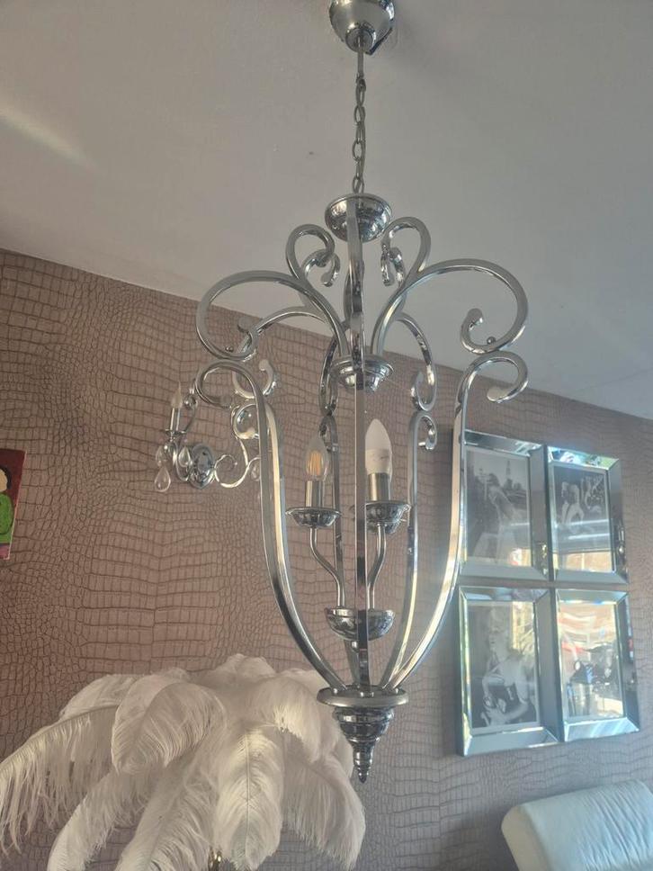 Zilver kleurige 6-delig eric kuster style lampen set, Huis en Inrichting, Lampen | Kroonluchters, Gebruikt, Glas, Metaal, Ophalen of Verzenden