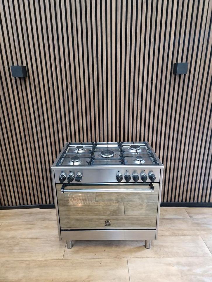 Prachtige Rvs Bertazonni 5-pits 90 cm breed (Gratis bezorgen, Witgoed en Apparatuur, Fornuizen, Zo goed als nieuw, Vrijstaand