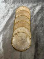 Vintage onderzetters parelmoer / Capiz schelp met messing, Huis en Inrichting, Ophalen of Verzenden, Gebruikt, Glas of Kopje