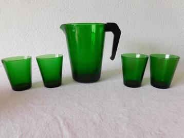 Vintage set van Vereco France glazen kan met 4 glazen, smara beschikbaar voor biedingen