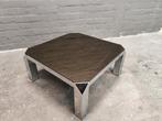 Belgo Chrom salontafel origineel spiegelglas 80x80cm, Ophalen, Gebruikt, 50 tot 100 cm, 50 tot 100 cm