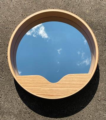 Zuiver Wandspiegel Rond 40 cm Hout Eiken Nieuw beschikbaar voor biedingen