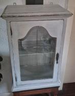 Brocante Wandvitrine met Facetgeslepen Glas – Off-white, Ophalen