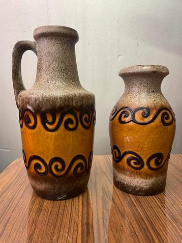 Vintage west germany vazen set, okergeel, jaren 70 beschikbaar voor biedingen