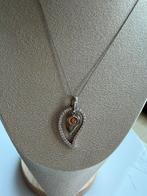 Ti Sento ketting met druppelvormige hanger champagne steen, Verzenden, Zo goed als nieuw, Zilver