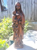 Antieke houten Maria Christus beeld, Ophalen of Verzenden